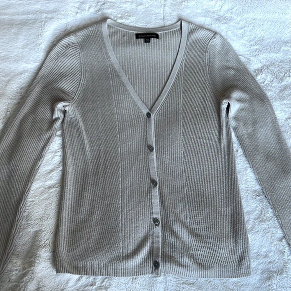 Banana Republic Beige Ribbed Button Cardigan with Tank - Picture 3 of 6